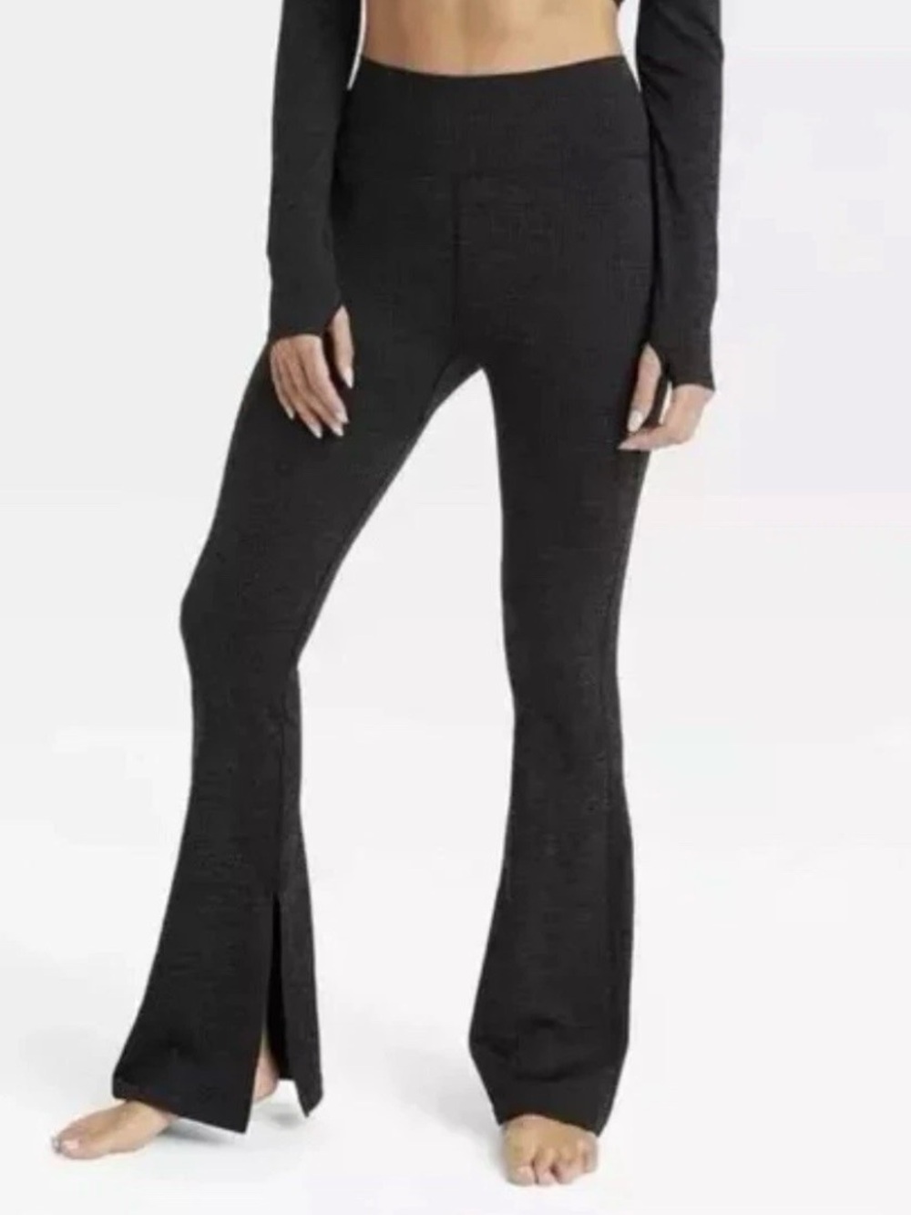 JoyLab Black High-Rise Split Flare LeggingsSize Medium